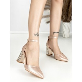 Sandale Dama cu Toc Gros 6YXD12 CHAMPAGNE | MEI