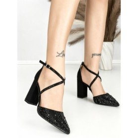 Sandale Dama cu Toc Gros 6YXD11 BLACK | MEI