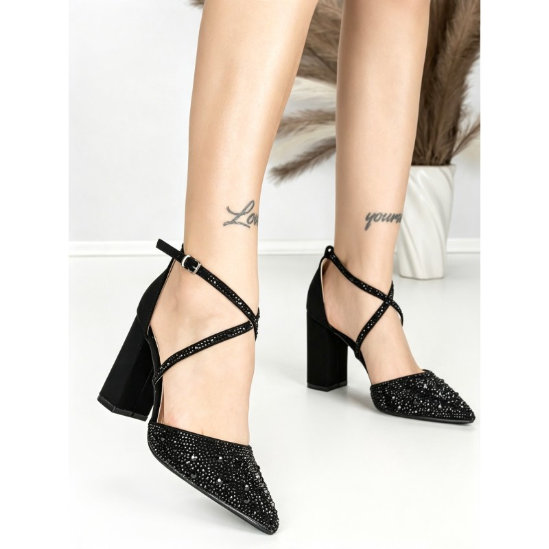 Sandale Dama cu Toc Gros 6YXD11 BLACK | MEI