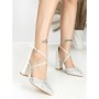 Sandale Dama cu Toc Gros 6YXD11 WHITE | MEI
