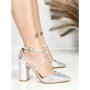 Sandale Dama cu Toc Gros 6YXD11 SILVER | MEI