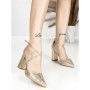 Sandale Dama cu Toc Gros 6YXD11 LIGHT GOLD | MEI