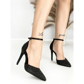 Sandale Dama cu Toc Subtire 6DC7 BLACK | MEI