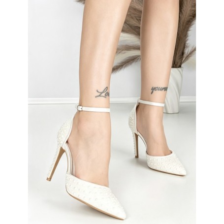 Sandale Dama cu Toc Subtire 6DC7 WHITE | MEI