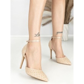 Sandale Dama cu Toc Subtire 6DC7 BEIGE | MEI