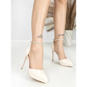 Sandale Dama cu Toc Subtire 6DC5 BEIGE | MEI