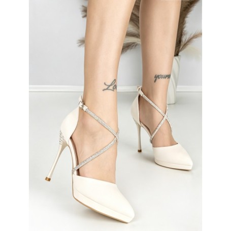 Sandale Dama cu Toc Subtire 6DC6 BEIGE | MEI