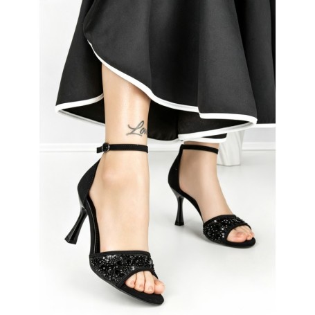 Sandale Dama cu Toc Subtire 5HLX66 BLACK | MEI