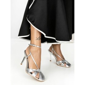 Sandale Dama cu Toc Subtire SY-30 SILVER | ABLOOM