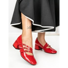Pantofi cu Toc mic 77-557 RED | CM