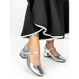 Pantofi cu Toc mic 77-554 SILVER | CM