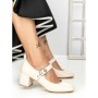 Pantofi cu Toc Gros 77-558 BEIGE | CM