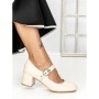 Pantofi cu Toc Gros 77-558 BEIGE | CM