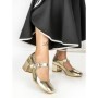 Pantofi cu Toc Gros 77-558 GOLD | CM