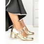 Pantofi cu Toc Gros 77-558 GOLD | CM