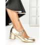 Pantofi cu Toc Gros 77-558 GOLD | CM