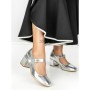 Pantofi cu Toc Gros 77-558 SILVER | CM