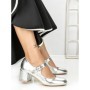 Pantofi cu Toc Gros 77-558 SILVER | CM