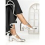 Pantofi cu Toc Gros 77-558 SILVER | CM