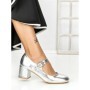 Pantofi cu Toc Gros 77-558 SILVER | CM