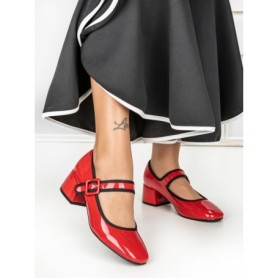 Pantofi cu Toc mic 77-555 RED | CM