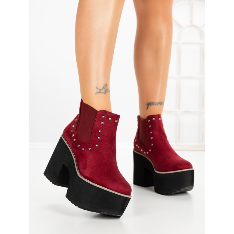 Botine cu Toc Gros 8607B BURDEOS | STEPS HIGHER