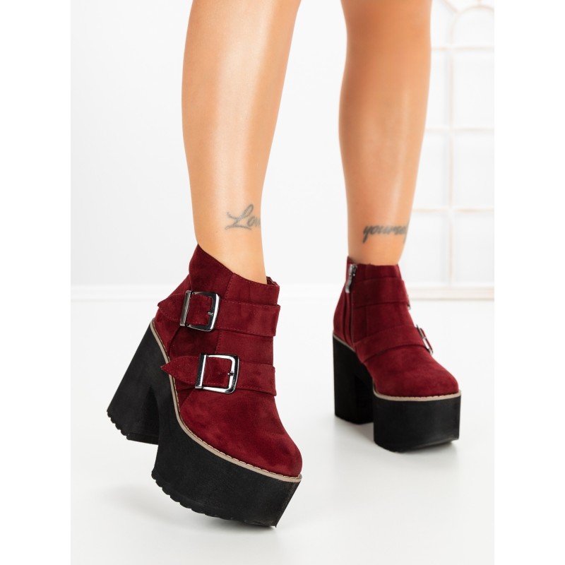 Botine cu Toc Gros 8603B BURDEOS | STEPS HIGHER