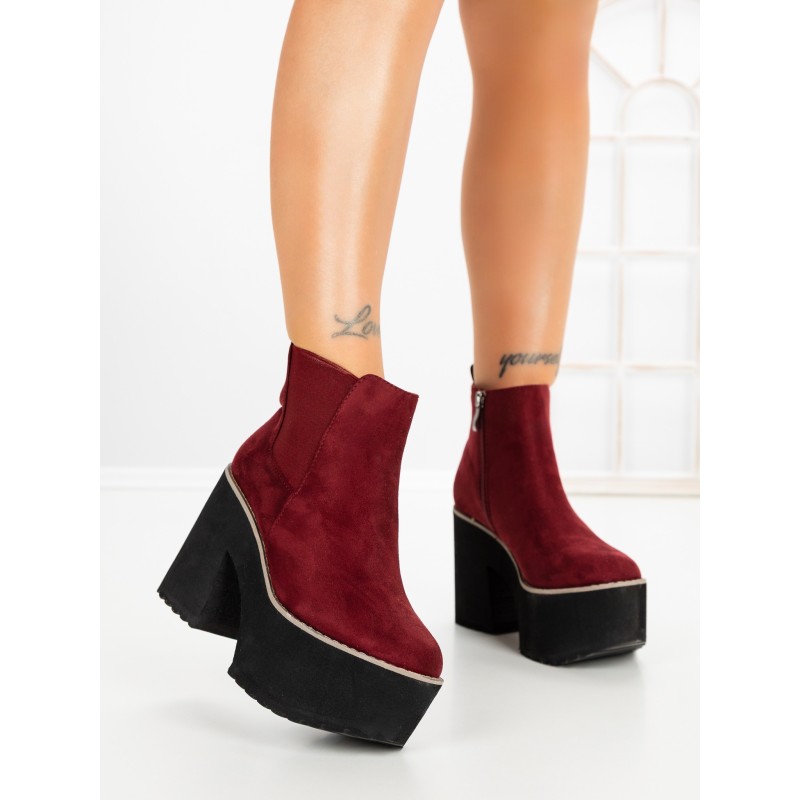 Botine cu Toc Gros 8605B BURDEOS | STEPS HIGHER