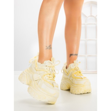 Pantofi Sport Dama cu Platforma 6668-3 YELLOW | MEI