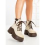 Ghete Dama cu Platforma 8501-3 BEIGE | MEI
