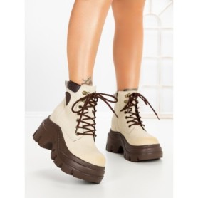 Ghete Dama cu Platforma 8501-3 BEIGE | MEI