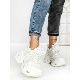 Pantofi Sport Dama cu Platforma 3606 WHITE | MEI
