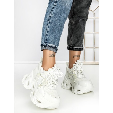 Pantofi Sport Dama cu Platforma 3606 WHITE | MEI