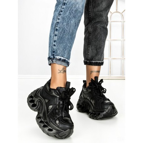 Pantofi Sport Dama cu Platforma 3607 BLACK | MEI