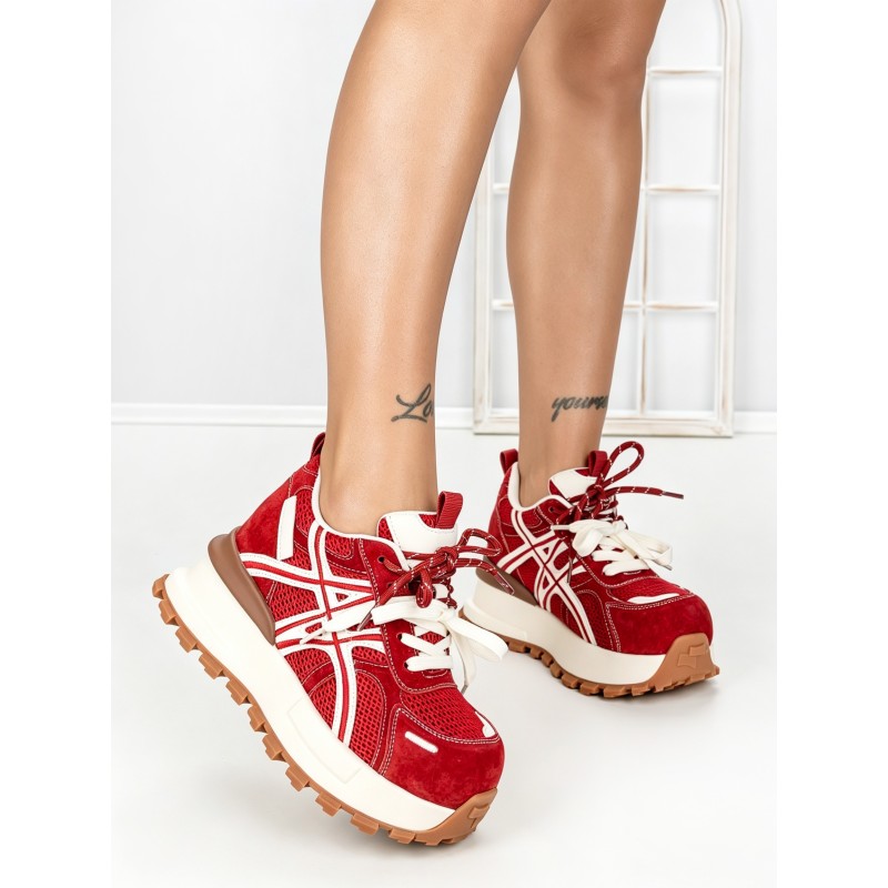 Pantofi Sport Dama din piele naturala 3651 RED | PANTOFUL
