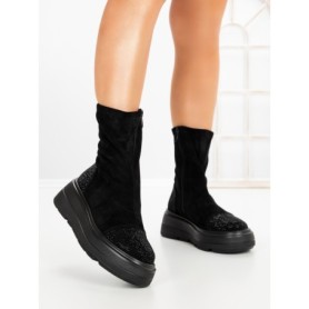 Ghete Dama cu Platforma 5AH66 ALL BLACK | MEI