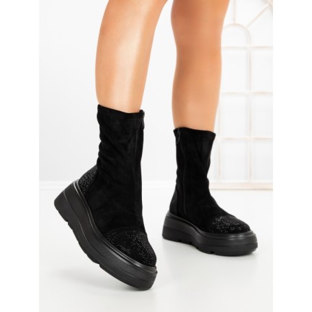 Ghete Dama cu Platforma 5AH66 ALL BLACK | MEI