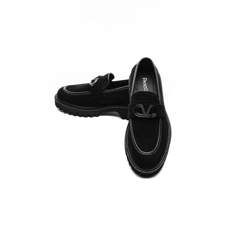 Mocasini Barbati din piele naturala 5NXE69 BLACK | PANTOFUL