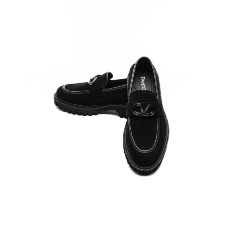 Mocasini Barbati din piele naturala 5NXE69 BLACK | PANTOFUL