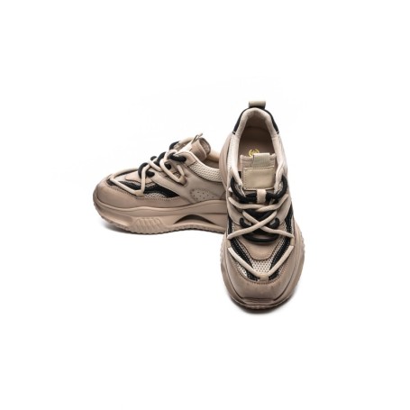 Pantofi Sport Dama din piele naturala 8003 APRICOT-BLACK | FRANCO GERARDO