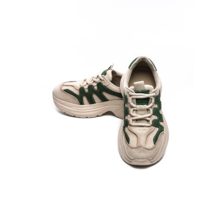 Pantofi Sport Dama din piele naturala 8895-2 CREAM-GREEN | ADVANCER