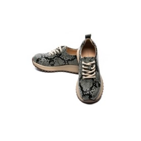 Pantofi Sport Dama din piele naturala 10886 BLACK-GREEN | ADVANCER
