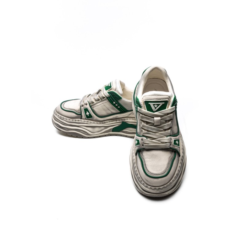 Pantofi Sport Barbati din piele naturala 98512-1 WHITE-GREEN | ADVANCER