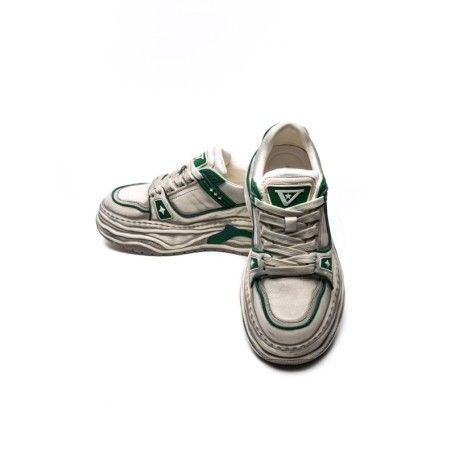 Pantofi Sport Barbati din piele naturala 98512-1 WHITE-GREEN | ADVANCER