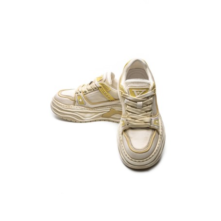 Pantofi Sport Barbati din piele naturala 98512-1 WHITE-YELLOW | ADVANCER