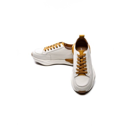 Pantofi Sport Dama din piele naturala BG08 CREAM-YELLOW | ADVANCER