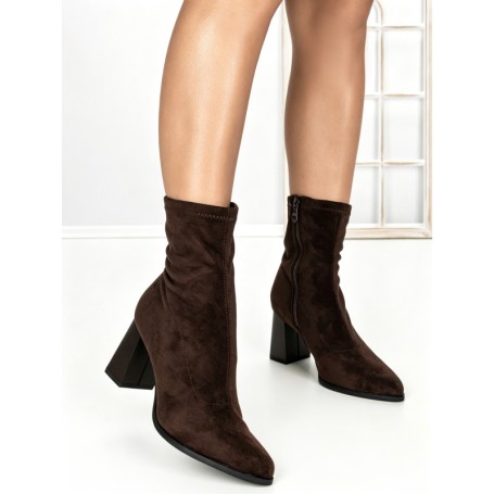 Botine cu Toc Gros 6GS11 DARK BROWN | MEI