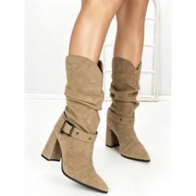 Ghete Dama din piele naturala 6GS9 KHAKI | PANTOFUL