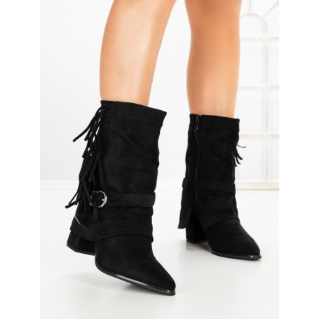 Botine cu Toc Gros 6AH32 BLACK | MEI