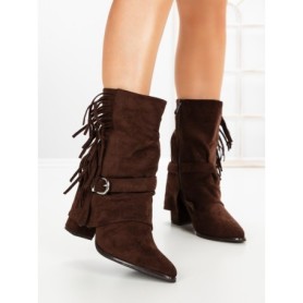 Botine cu Toc Gros 6AH32 BROWN | MEI